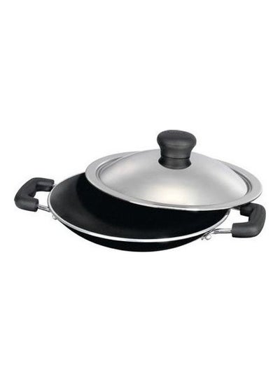 Buy Non Stick Appam Pan With Lid And Accessories Grey/Black/Silver 22x5x28cm in UAE