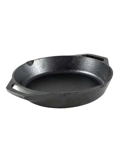 Buy Cast Iron Pre-Sesoned Dual Handle Fry Pan Skillet Black 26cm in UAE