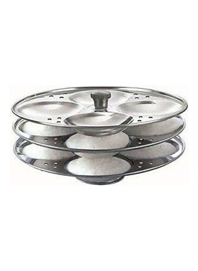 Buy Stainless Steel Idli Stand 3 Rack 14 Pits Silver 19x11.5cm in UAE