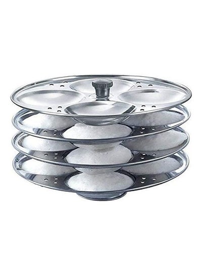 Buy Stainless Steel Idli Rack 4 Plates 16 Pits Silver 19x14cm in UAE