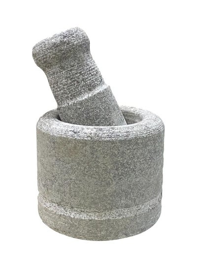 اشتري Natural Soap Stone Marble Granite Mortar And Pestal Grey 11x9.5x11cm في الامارات