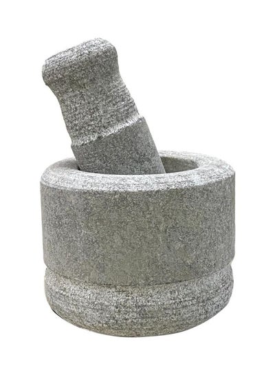 اشتري Natural Soap Stone Marble Granite Mortar And Pestal Grey 13x10x13cm في الامارات