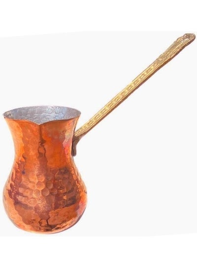 Buy Turkish Coffee Pot Copper With Brass Handle Gold/Copper 100ml in UAE