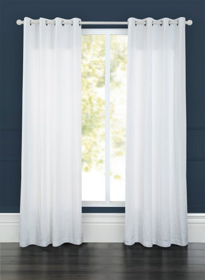 Buy Satin Feel Window Curtain Pair With Eyelet White 135 x 240cm in UAE