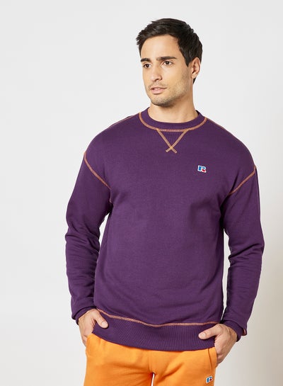 Buy Contrast Stitch Sweatshirt Purple in Saudi Arabia