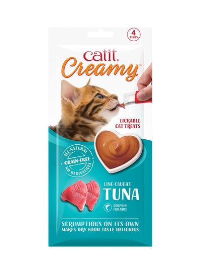 اشتري Creamy Lickable Cat Treat Tuna Flavor Tubes Teal Multicolour 4x10grams في الامارات