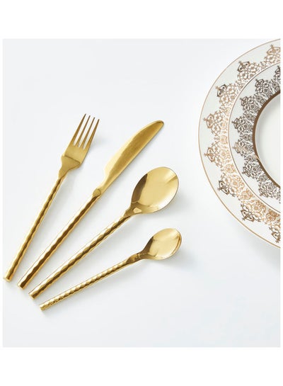 Buy 16-Piece Festive Natural Shiny Cutlery Set Gold 24cm in Saudi Arabia