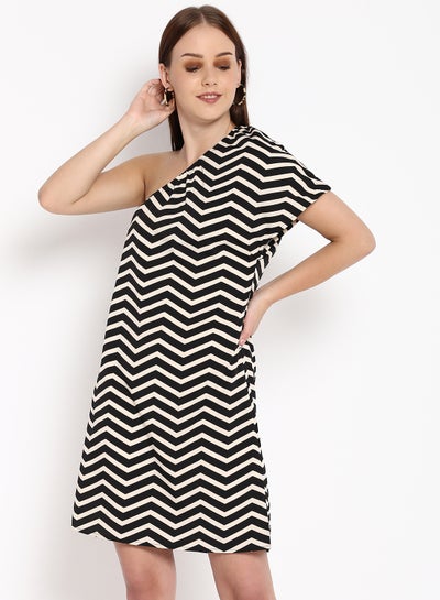 Buy Women's Slim Fit Dress Black/White in Saudi Arabia