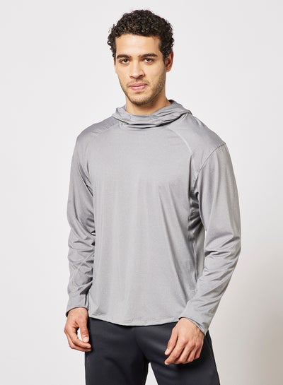 Buy Slim Fit Active Hoodie Grey in UAE