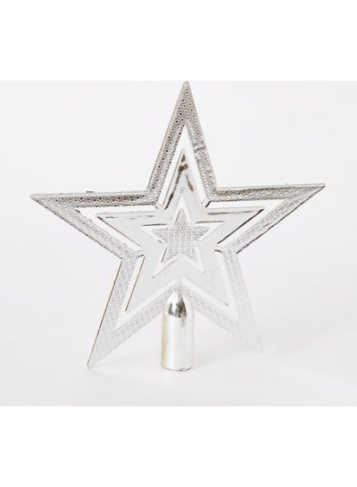 Buy Alaska Shiny Star Tree Topper Silver 20x0.5cm in UAE