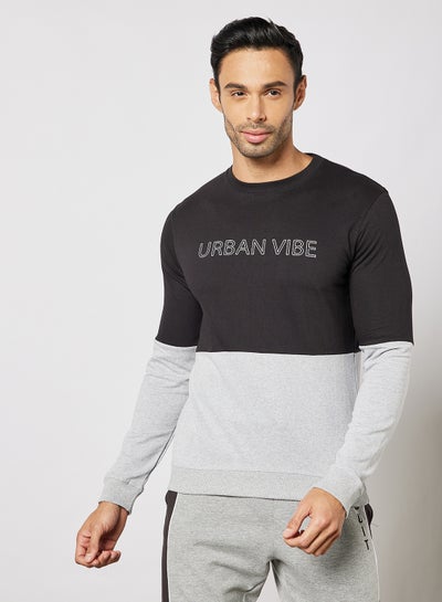 Buy Regular Fit Sweatshirt Black/Grey in UAE