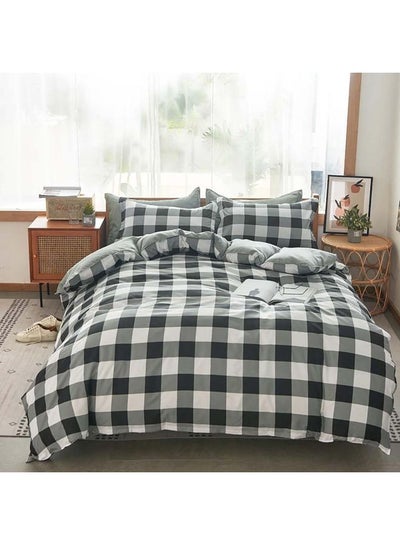 Buy 4-Piece Luxury Bed Duvet Cover Set Cotton Black 200x230cm in Saudi Arabia