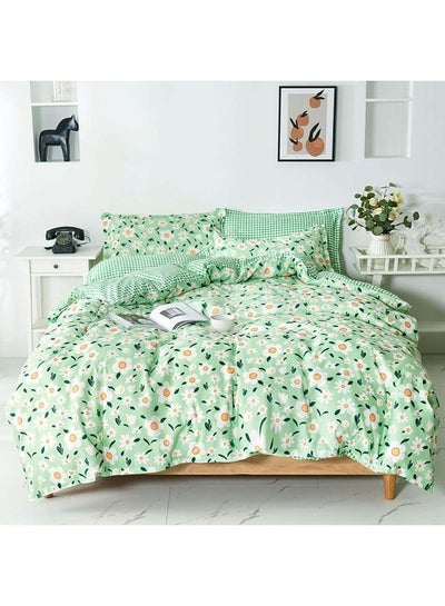 Buy 4-Piece Luxury Bed Duvet Cover Set cotton Green 220x240cm in UAE