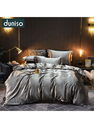 اشتري 4-Piece Bedding Set بوليستر Grey 200x230سم في السعودية