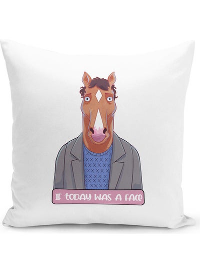 Buy Bojack Horseman Netflix If Today Was A Face Themed Throw Pillow White/Pink/Blue 16x16inch in UAE