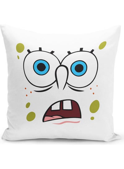 Buy Shocked Spongebob Squarepants  Themed Throw Pillow White/Green/Blue 16x16inch in UAE