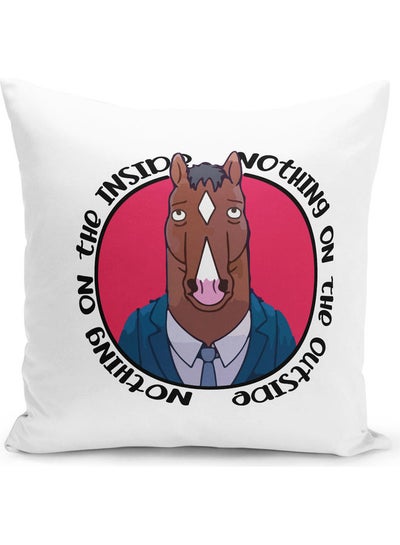 Buy Nothing Inside Quote Netflix Bojack Horseman Themed Throw Pillow White/Pink/Blue 16x16inch in UAE