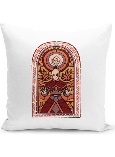 Buy Artistic Avatar Aang Relic Last Airbender Themed Throw Pillow White/Red/Orange 16x16inch in UAE