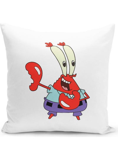 Buy Funny Mr. Krab From Spongebob  Themed Throw Pillow White/Red/Purple 16x16inch in UAE