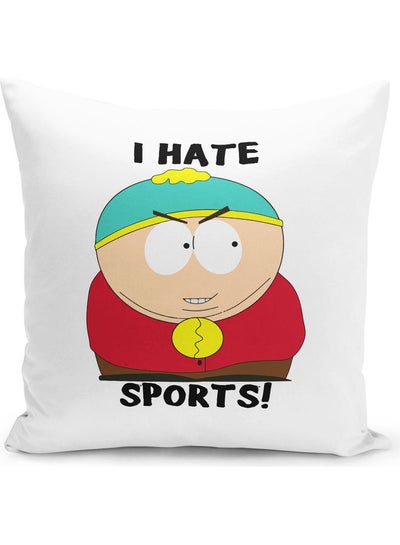 اشتري وسادة زينة بطبعة اقتباس "I Hate Sports" لشخصية إريك كارتمان أبيض/ أسود/ أحمر 16x16بوصة في الامارات