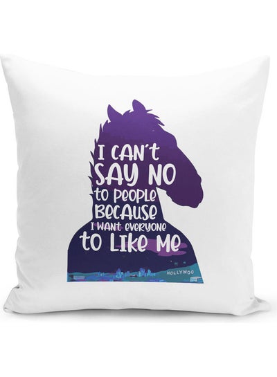 اشتري وسادة زينة مطبوع عليها اقتباس "I Can't Say No" من مسلسل "Bojack Horseman" أبيض/أرجواني/أخضر 16x16بوصة في الامارات