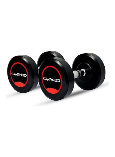 Buy Round Rubber Coated Dumbbells With Metal Handle For Strength Training And Body Workout 30kg in UAE