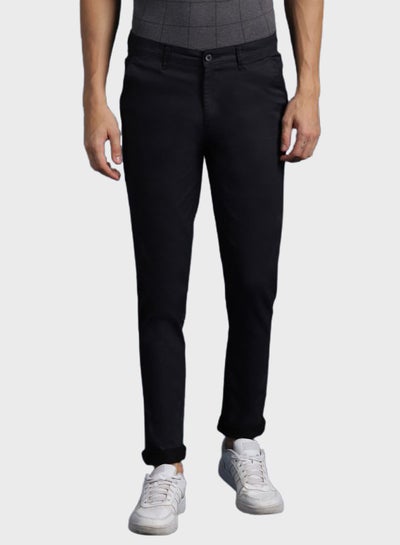 Buy Mid-Rise Skinny Fit Chino Pants Black in Saudi Arabia