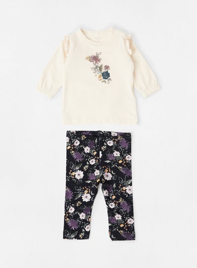 Buy Baby Floral Top and Pants Set White in Egypt