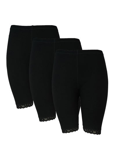 Buy 3 - Pieces Shorts Inner Leggings With Elasticated Waistband Black in UAE