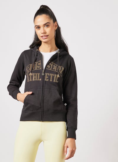 Buy Logo Zip-Through Hoodie Black in Saudi Arabia