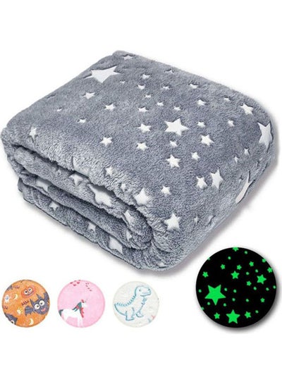 Buy Glow in The Dark Throw Blanket Cotton Grey 127*152cm in UAE