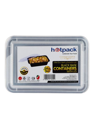 Buy 5-Piece Base Rectangular Container With Lids Black/Clear in Saudi Arabia