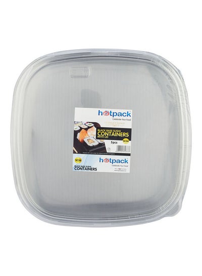 Buy 5-Piece Sushi Disposable Container Base With Lid Black/Clear 21.8cm in UAE