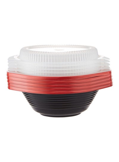 Buy 5-Piece Red and Black Base Soup Bowls with Lid Multicolour 1000ml in UAE