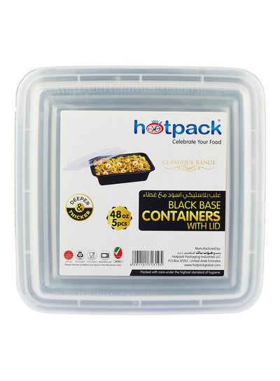 Buy 5-Piece Base Rectangular Container With Lids Black/White in UAE