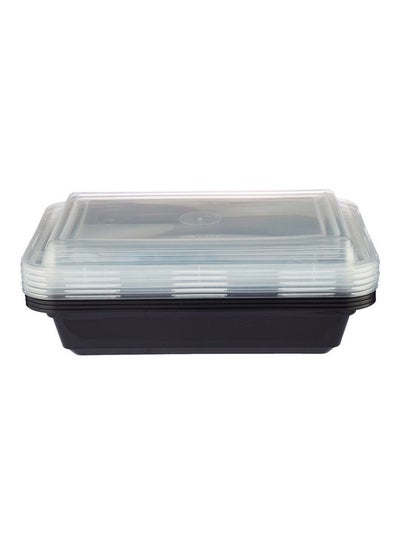 Buy 5-Piece Base Rectangular Container With Lids Black/Clear 480.0ml in UAE