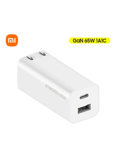 اشتري Xiaomi Mi GaN Charger 65W Type-C USB-A Portable Quick Charger White في مصر