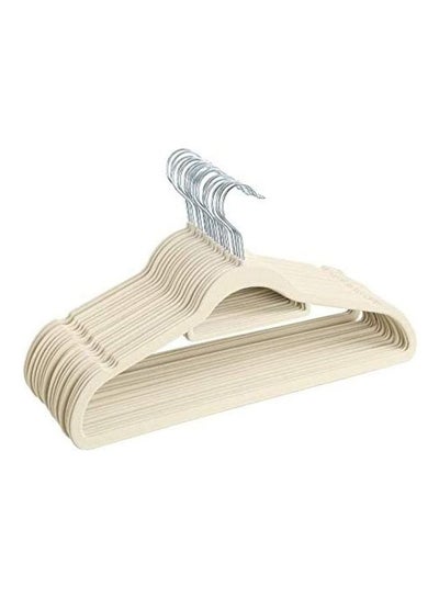 Buy 100-Piece Non Slip Velvet Hangers Beige 42x22cm in Saudi Arabia