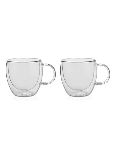 اشتري 2-Piece Double Wall Borosilicate Cup Set Clear 8x7x8cm في الامارات