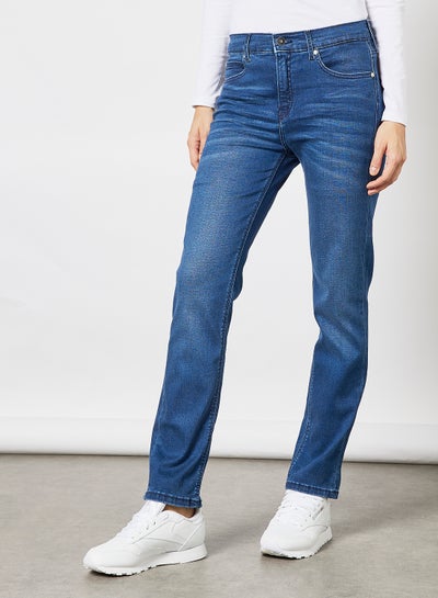 Buy Mid-Rise Slim Fit Jeans Blue in UAE