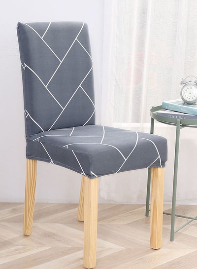 Buy Simple Line Stretch Chair Cover Grey 38x38x45cm in Saudi Arabia