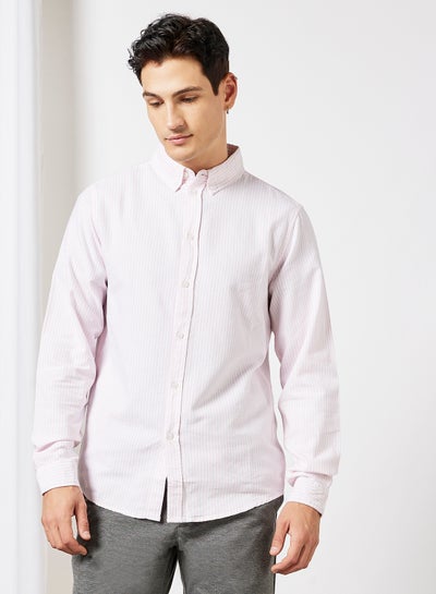 Buy Striped Oxford Shirt White/Pink in Saudi Arabia