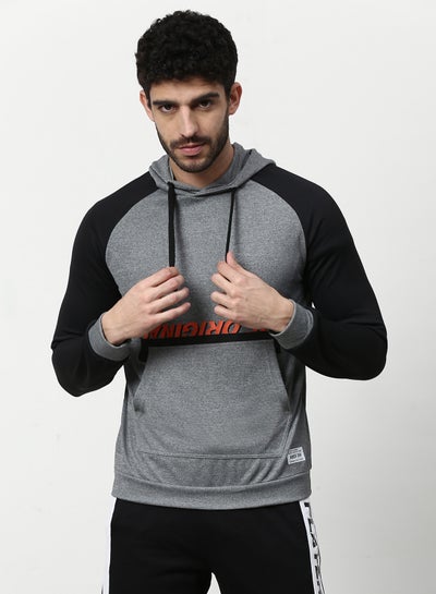 Buy Men Active Wear Hoodie Steel Grey in UAE