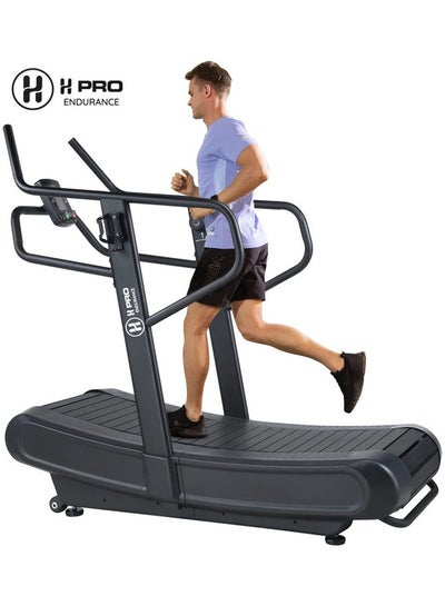 Buy H PRO HM-799 Curved Treadmill| Non-Electric Motorized Treadmill for Commercial & Home| Walking & Running Machine Charcoal/Black 170 x 81x157cm in UAE
