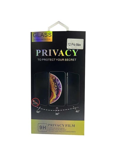 Buy Privacy Full Screen Tempered Glass Protector For Apple iPhone 12 Pro Max Black in UAE