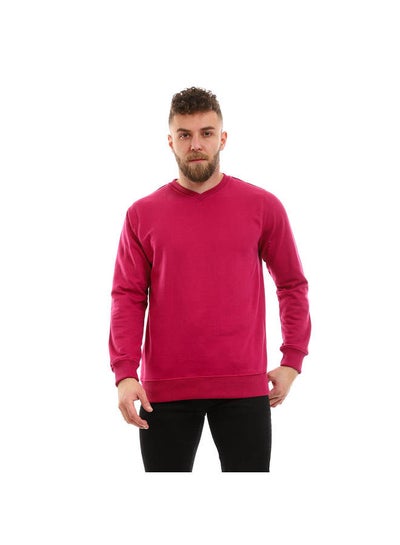 Buy Plain/Basic Long Sleeve Sweatshirt For Men Purple in Egypt