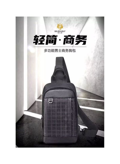 Buy Crossbody Chest One Shoulder Waterproof Backpack Bag With Usb Black Grid in Egypt