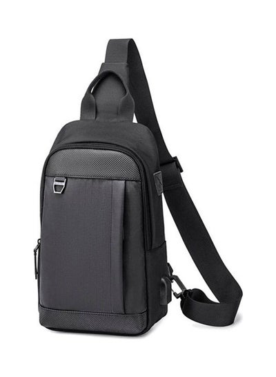 Buy Crossbody Chest One Shoulder Waterproof Backpack Bag With Usb Black in Egypt