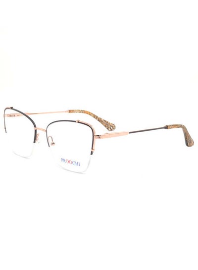 Buy Women's Semi-Rimless Butterfly Shape Clear Lens Eyeglass Frame - Lens Size: 53 mm - Brown / Gold in UAE