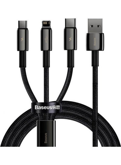Buy Tungsten Gold One-For-Three Fast Charging Data Cable Usb To M+L+C 3.5A 1.5M Black in Egypt
